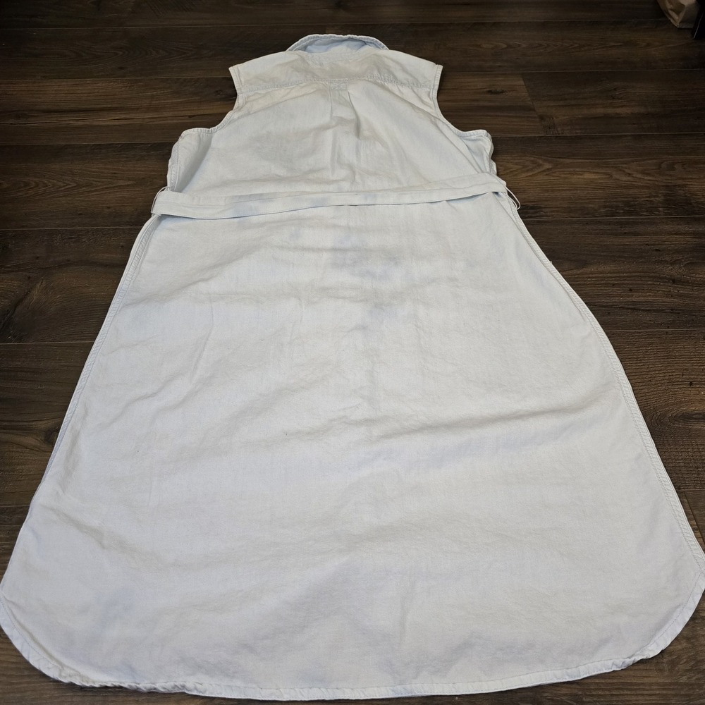 GAP Denim Shirtdress M Bleached Chambray Summer Beach Preppy Button Down Casual - Picture 6 of 10